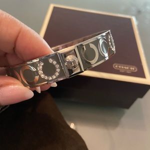 Coach Charcoal Silver and Rhinestone Bangle-Size S